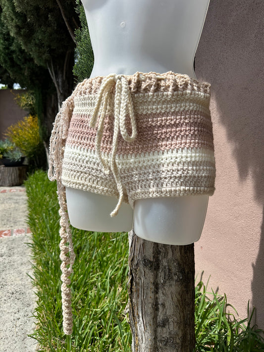 Neutral Fairy Crochet Booty Shorts