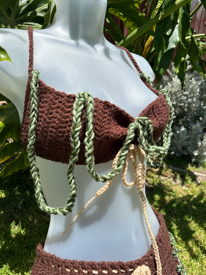 Nature Slit Skirt and Top Set