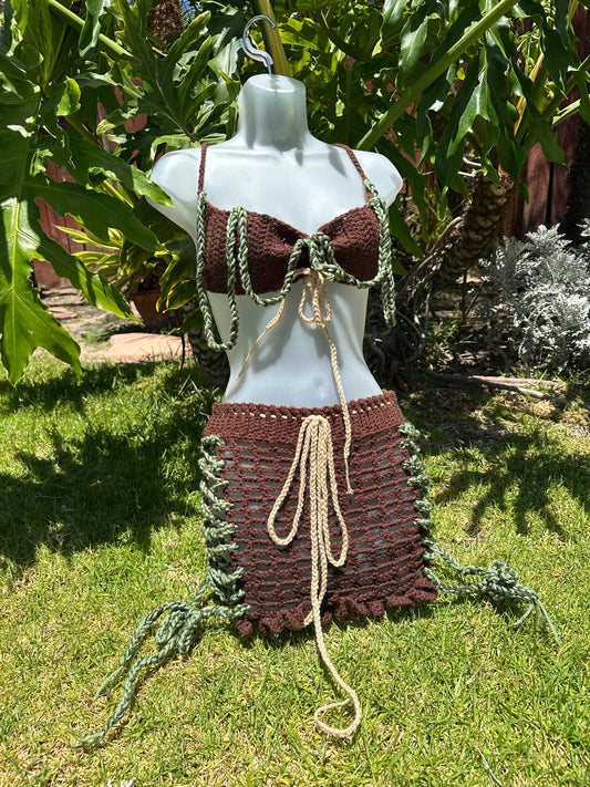 Nature Slit Skirt and Top Set
